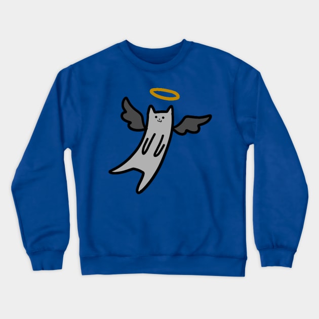 Gray Angel Cat Crewneck Sweatshirt by saradaboru